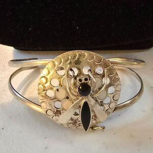 Vintage Native American Sterling Silver Cuff Bracelet with Bee or Fly